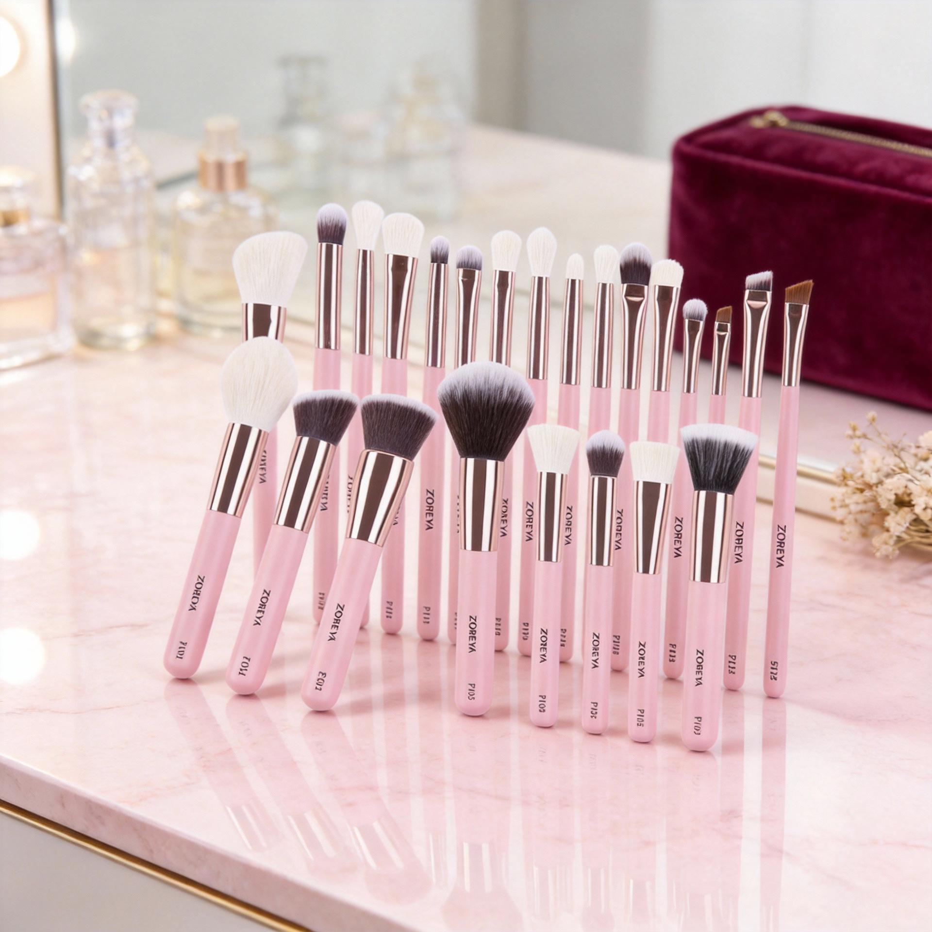 Zhuolya transfronteriza cepillo de maquillaje al por mayor herramientas de belleza corrector sombra de ojos Fundación cepillo de labios 25 cepillos de maquillaje traje