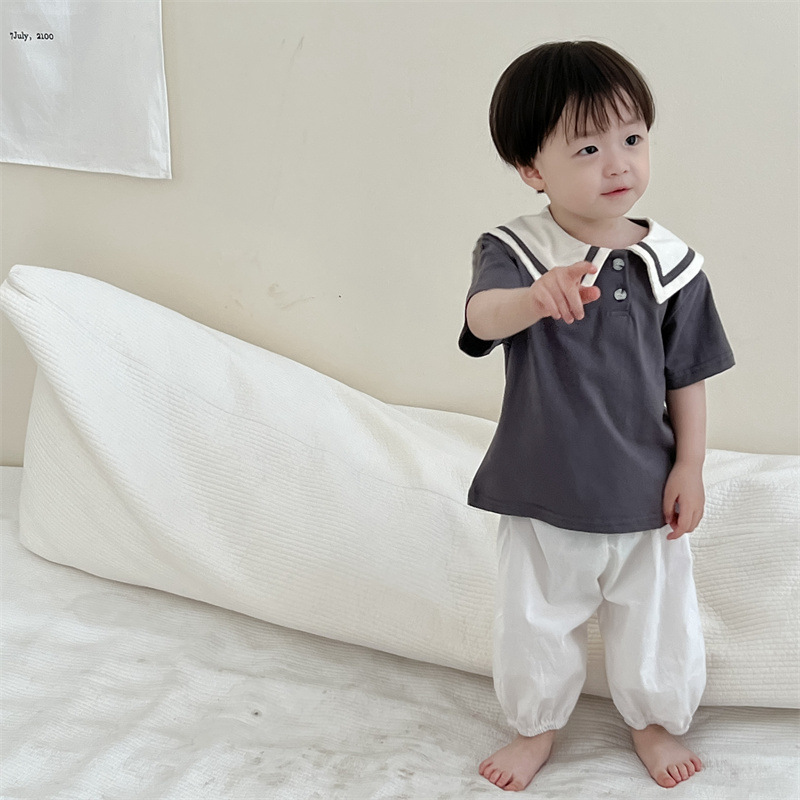 Bebé de verano delgado ropa de verano para niños 2024 ropa de verano coreana para niños set de solapa