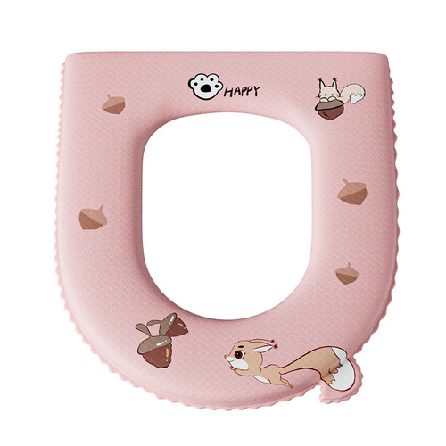 New Waterproof Toilet Seat Cover with Straps, Fashionable All-Season Universal Toilet Bowl Ring for Home, Small Size with Adhesive Eva Material