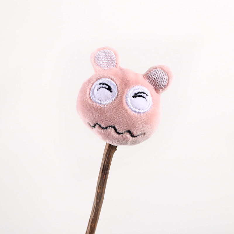 Mascota gato dientes molares limpieza auto-Hola pequeño monstruo campana de peluche juguete de madera cielo Liao piruleta mordedura palo