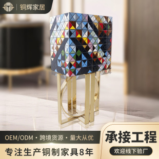 Artistic Light Luxury Painted Wine Cabinet Modern Design Stainless Steel Mirror Titanium High-End Villa Decorative Wine Cabinet Collection Cabinet