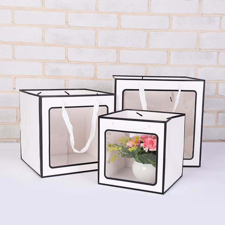 White card open window square bag custom...