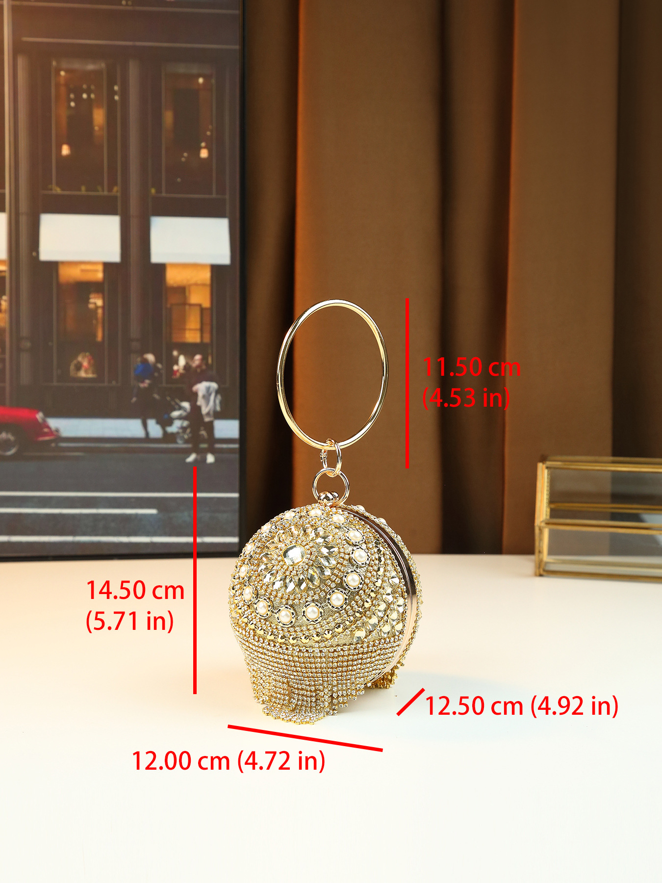Damväska axelväska med pärlor strass och kedjerem_voghion.com