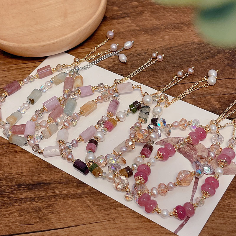 Cross-border Simple Natural Stone Pearl Pull Bracelet Women's Light Luxury Elegant All-match High-end Crystal Beaded Bracelet Cross-border Simple Natural Stone Pearl Pull Bracelet Women's Light Luxury Elegant All-match High-end Crystal Beaded Bracelet