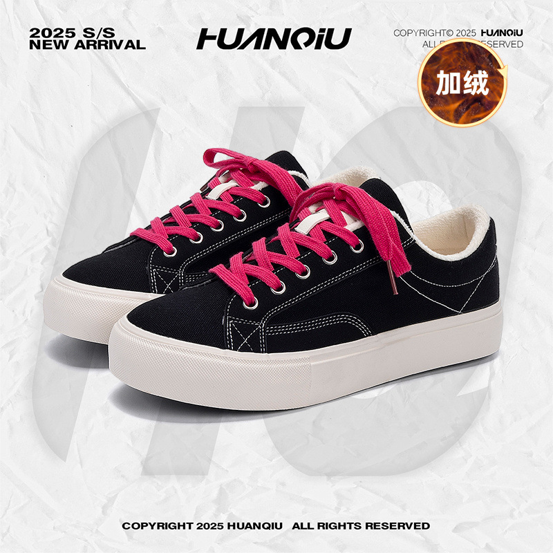 Universal Velvet Canvas Shoes for Men Hqdo-16-2 Winter Men's Shoes Versatile Outdoor Warm and Heightening Casual Sneakers