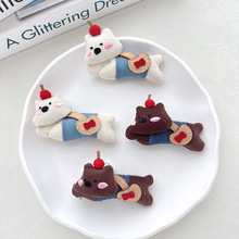 韩国ins立体牛仔背包小熊小狗布艺配件秋冬宝宝配饰头饰发饰配件