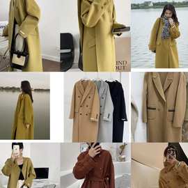 【特价专区】韩国东大门设计简约宽松全羊毛双面尼羊毛女大衣外套