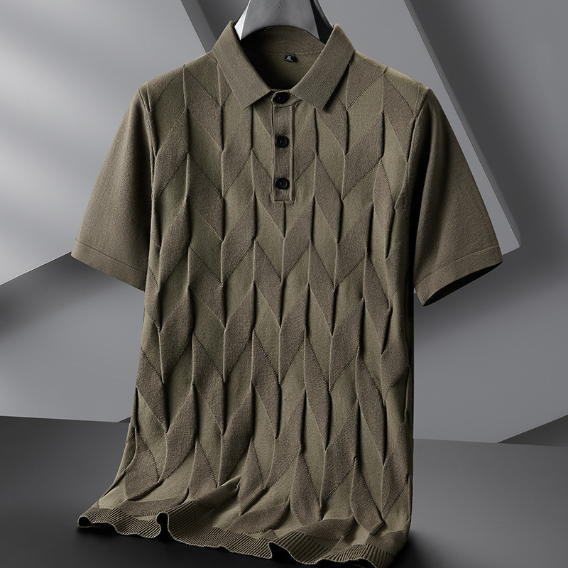 Fat Boy 2024 Autumn and Winter Men's Knitted Lapel Sweater Fat Boy Plus Size Diamond Pattern Trendy Brand Short-Sleeved Bottoming Shirt Fat Boy 2024 Autumn and Winter Men's Knitted Lapel Sweater Fat Boy Plus Size Diamond Pattern Trendy Brand Short-Sleeved Bottoming Shirt
