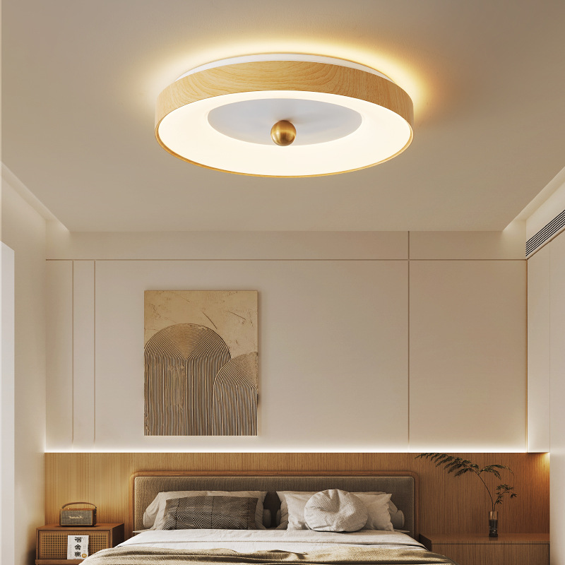 Nueva lámpara de dormitorio de color de madera de nogal de estilo chino simple y moderno estilo japonés nuevo estilo Wabi-Jifeng protección ocular dormitorio principal lámpara de estudio