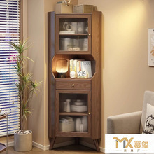 全实木客厅复古三角柜置物架墙角收纳柜餐厅角落柜书房转角柜