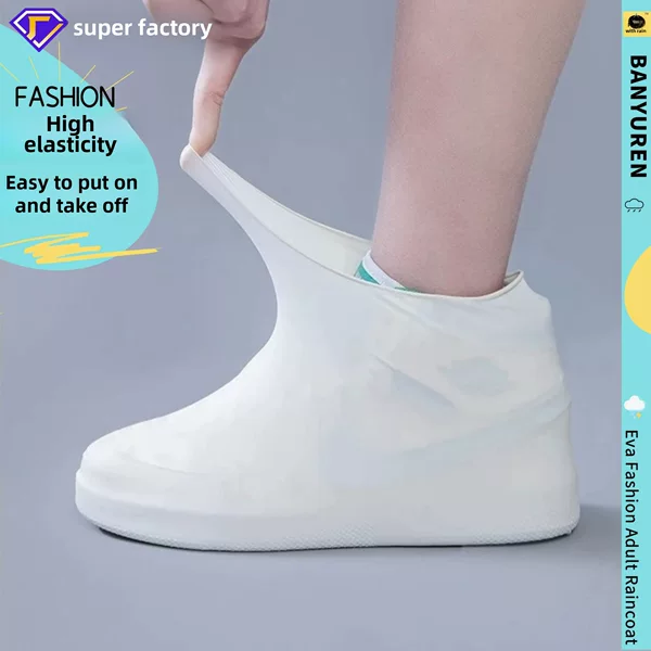 Rain Shoe Covers Latex Rainy Day Waterproof Non-Slip Thickeneded Wear-Resistant Rainproof Foot Covers Silicone Water Shoe Covers Rainy Outdoor Shoe Covers