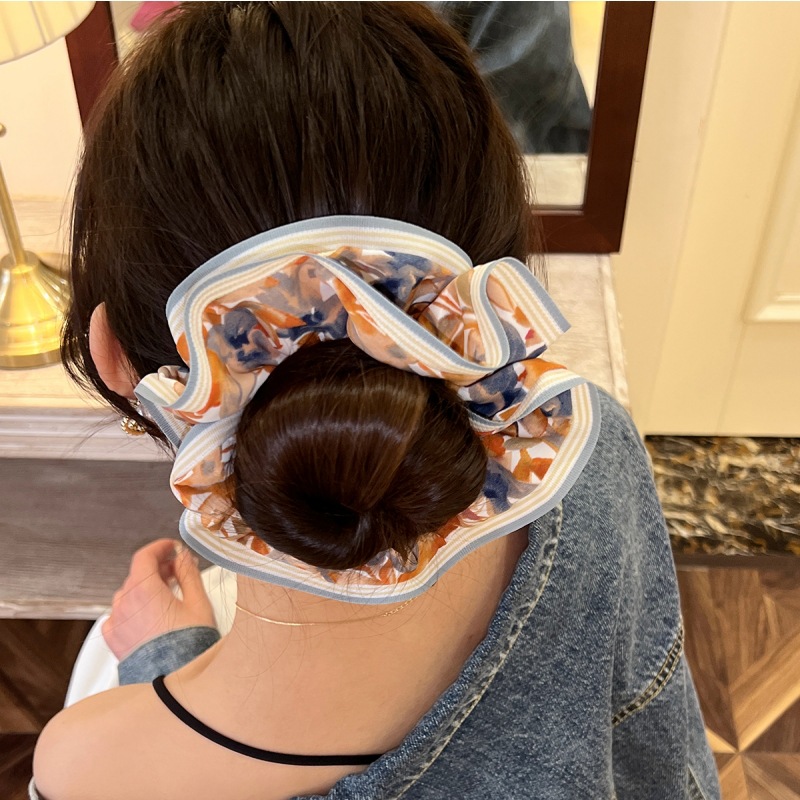 Women'S Gender Cute Sweet Stripe Flower Cloth Hair Tie