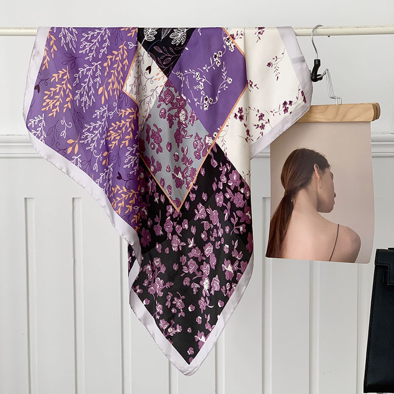 Bufanda de seda Bufanda cuadrada Sentido de alta calidad Nueva primavera y verano Ginkgo biloba Impresión Bufanda de seda femenina Sentido Bufanda decorativa Bufanda Chal exterior