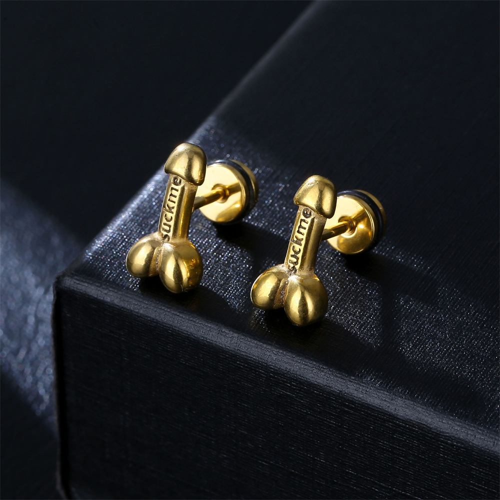 Punk Letter Arrow Stainless Steel Plating Ear Studs 1 Pair