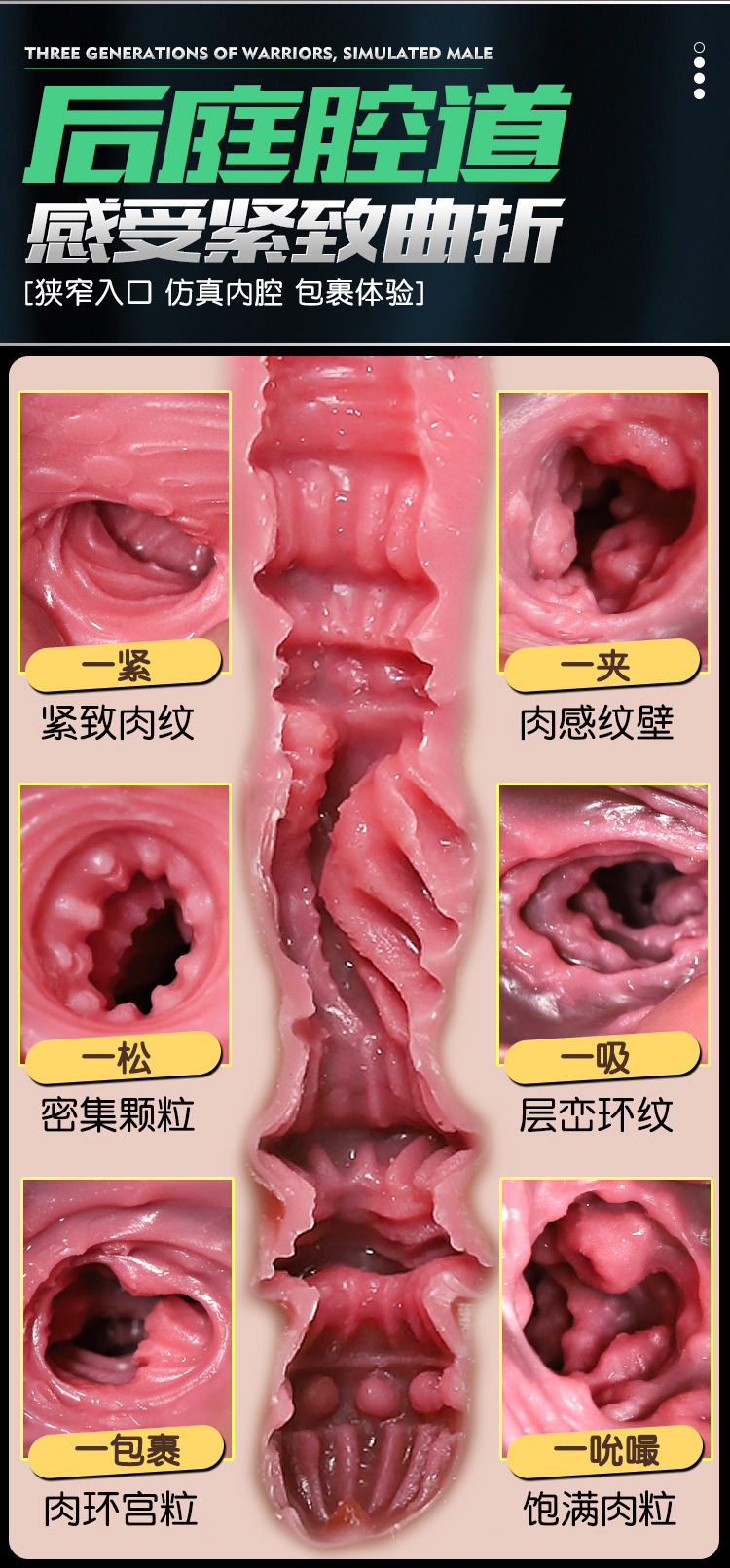 Simulated Dildo Soft Flesh Manual Masturbation Device for Adults, TPE, Flesh Tone — detail image 14