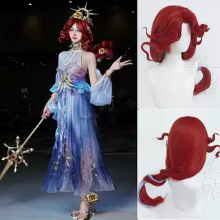 The Fifth Personality Cos Wig Fisherman Weeping Goddess Cosplay Game Anime Two-Dimensional Fake Hair Wine Red