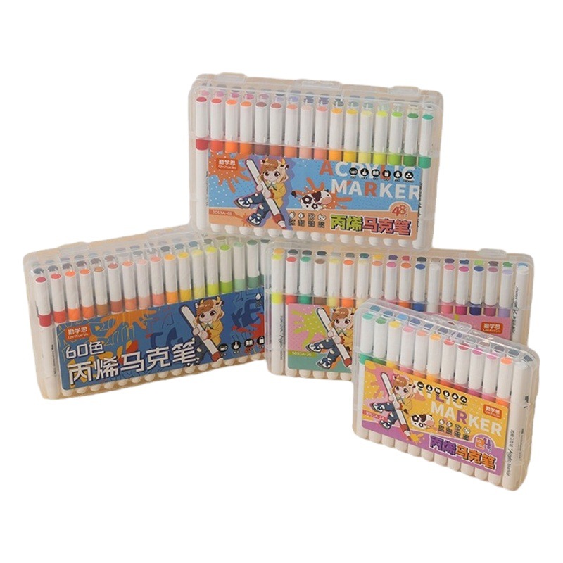 Genuine Acrylic Markers That Can Be Layered and Do Not Bleed through Paper, Suitable for Students and Kindergarten Children, Washable Colored Pens