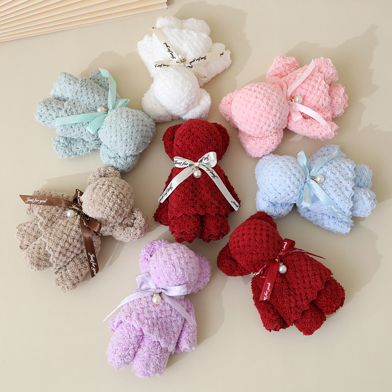 Cute bear Rabbit Towel square towel hand gift wholesale wedding opening gift wedding shop gift pineapple Plaid towel