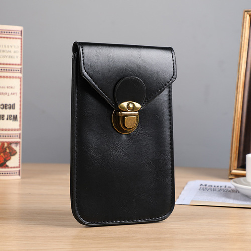 Men's new single-layer portable leather waist bag clamshell vertical buckle leather bag coin mobile phone storage bag wholesale