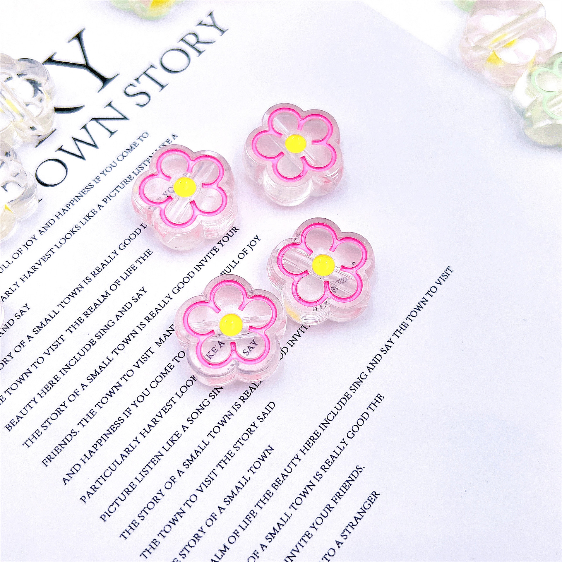 Flower Pattern 1 Piece Arylic Flower DIY Jewelry Accessories Beads