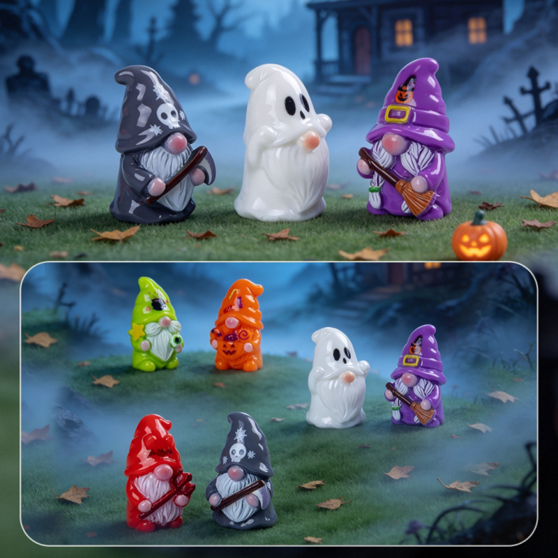 Cross-border hot-selling Halloween decorations: scary witches, magic elves, pumpkin houses, ghosts, mini ornaments wholesale