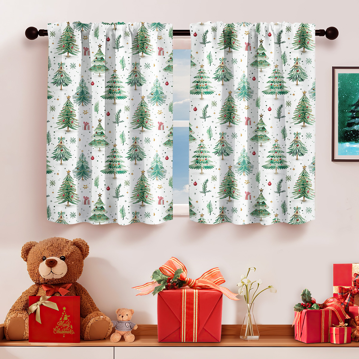Amazon Navidad bosque cortinas