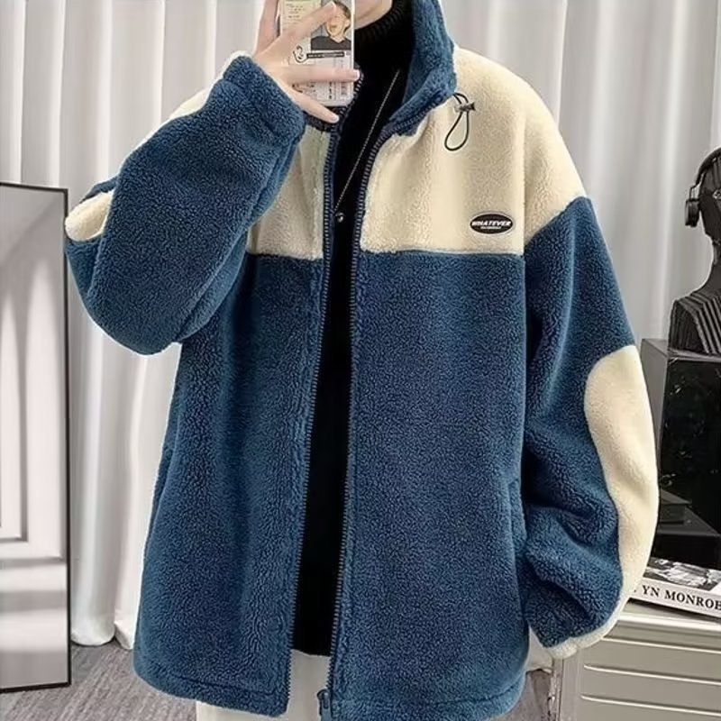 Abrigo de algodón acolchado de lana de cordero para hombre invierno 2023 nuevo abrigo de algodón acolchado de lana de cordero engrosado forrado de lana de cordero Chaqueta de algodón acolchada de invierno de moda