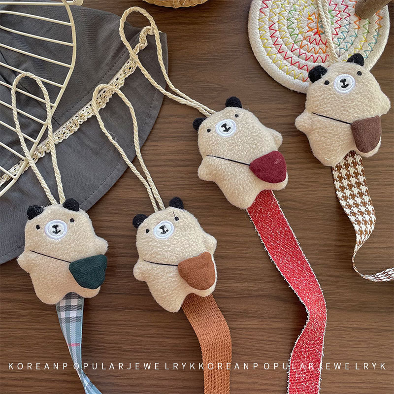New Korean Style Cartoon Bear Hairpin Storage Bag Children's Fabric Handmade Creative Room Decoration Pendant Jewelry