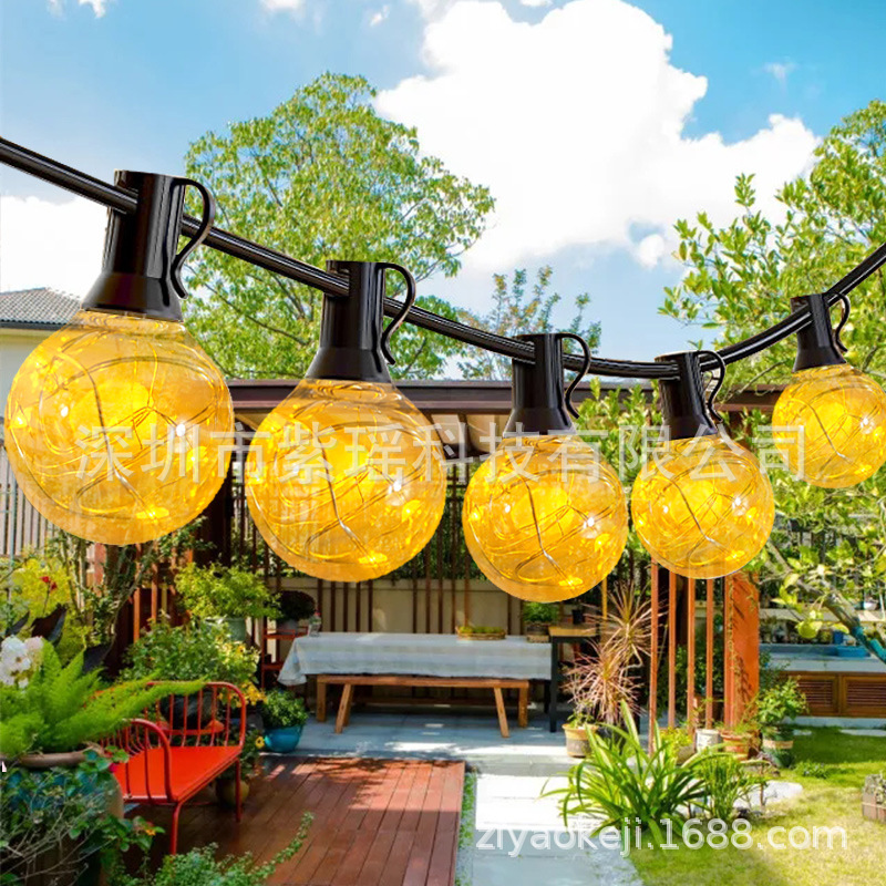 Enchufe de control remoto estándar americano y europeo Patio de alambre de cobre E12 ambiente de vacaciones planta de Navidad irradiación burbuja de vidrio caliente Cadena de luz LED