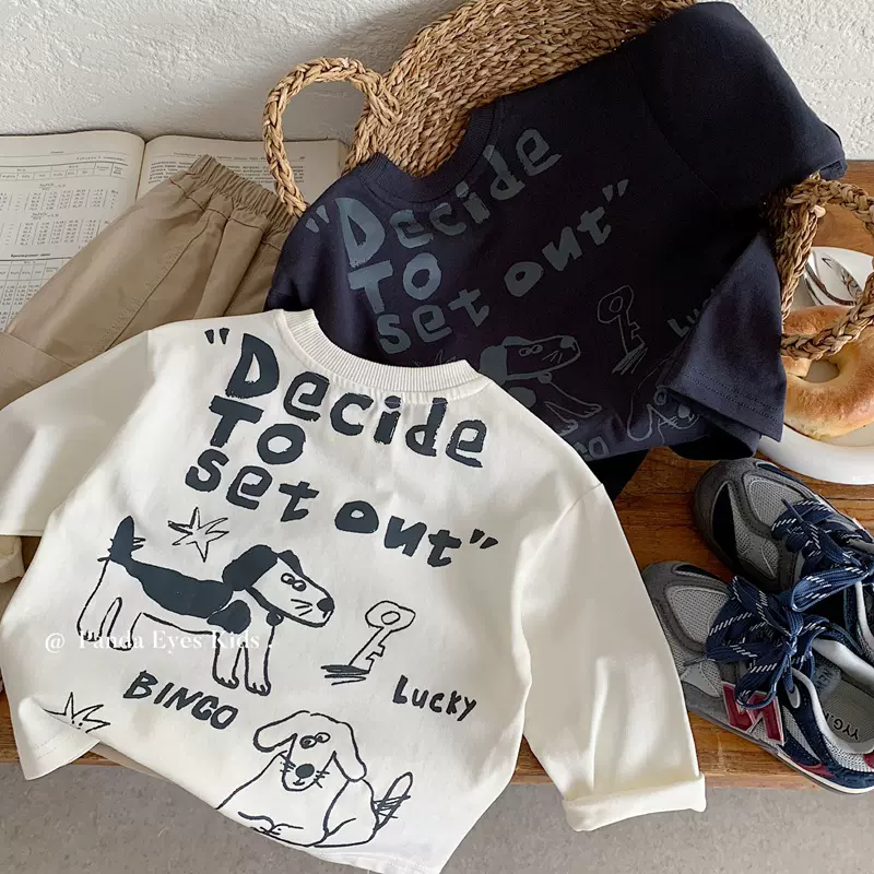 儿童春秋款长袖T恤女童洋气宽松纯棉上衣爆款中小童春秋装打底衫