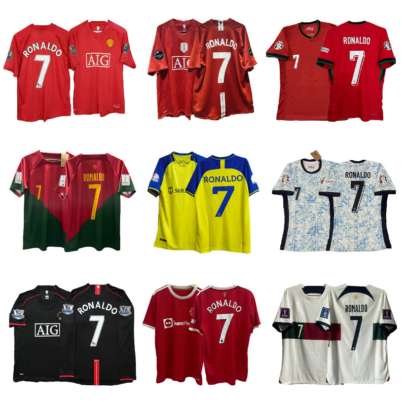 0708 Classic Retro Nostalgic Jersey Portugal Riyadh Victory m United Ronaldo Jersey Long-Sleeved Short-Sleeved Football Jersey
