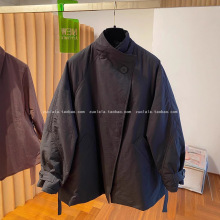 韩系黑色中长款立领风衣棉服女冬季大码胖mm宽松加厚保暖棉衣外套