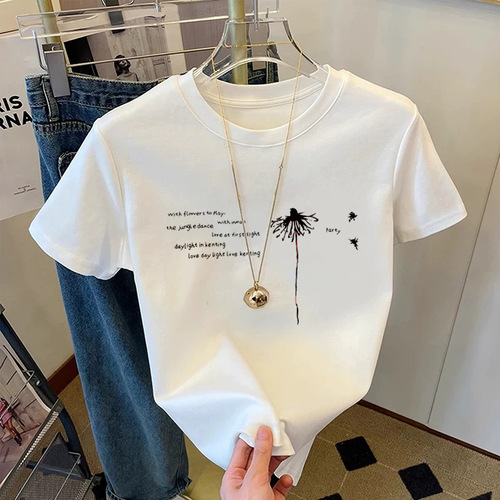 2025 short-sleeved t-shirt, men's summer new style, Korean style, slim fashion trend printed thin base shirt