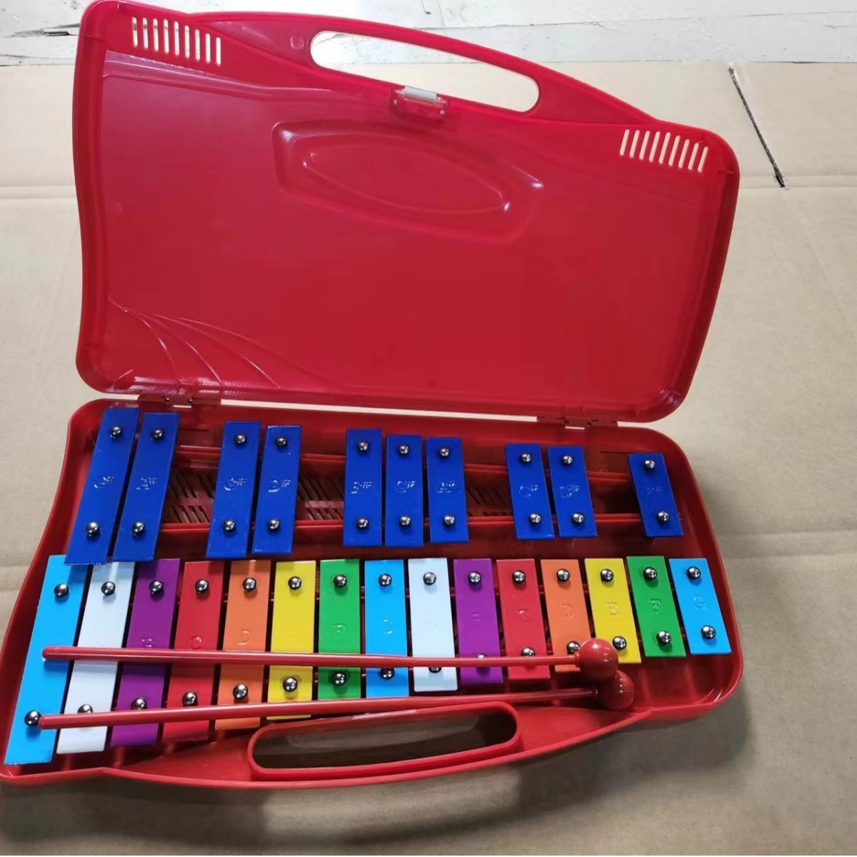 Instrumento Musical Infantil Orff, Xilófono de Placa de Aluminio de 25 Tonos, Material Didáctico para Educación Temprana, Xilófono de Placa de Acero de 25 Tonos al por Mayor