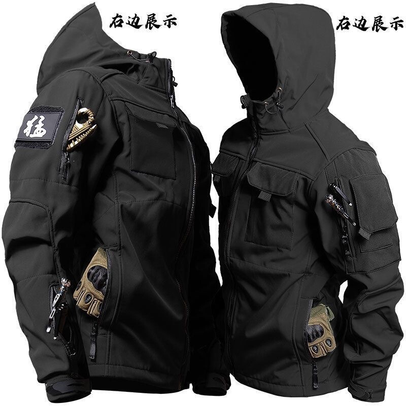 Black Cycling Tactical Windbreaker Men's Outdoor Waterproof Jacket Field Functional Jacket Motorcycle Jacket Black Cycling Tactical Windbreaker Men's Outdoor Waterproof Jacket Field Functional Jacket Motorcycle Jacket