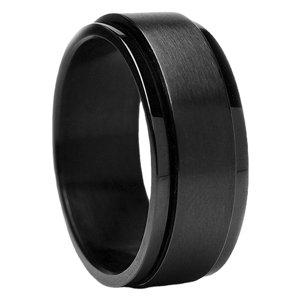 Cross-border popular marcado patrón de letras giratorio de descompresión anillo de acero inoxidable anillo de moda simple joyería