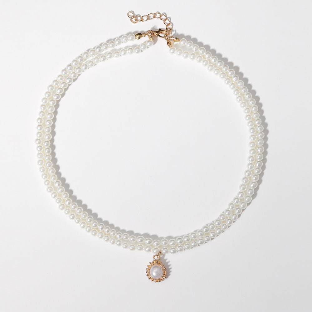 Neue Kreative Nette Modeschmuck-halsketten-perlen-doppelt-anhänger-halskette display picture 9