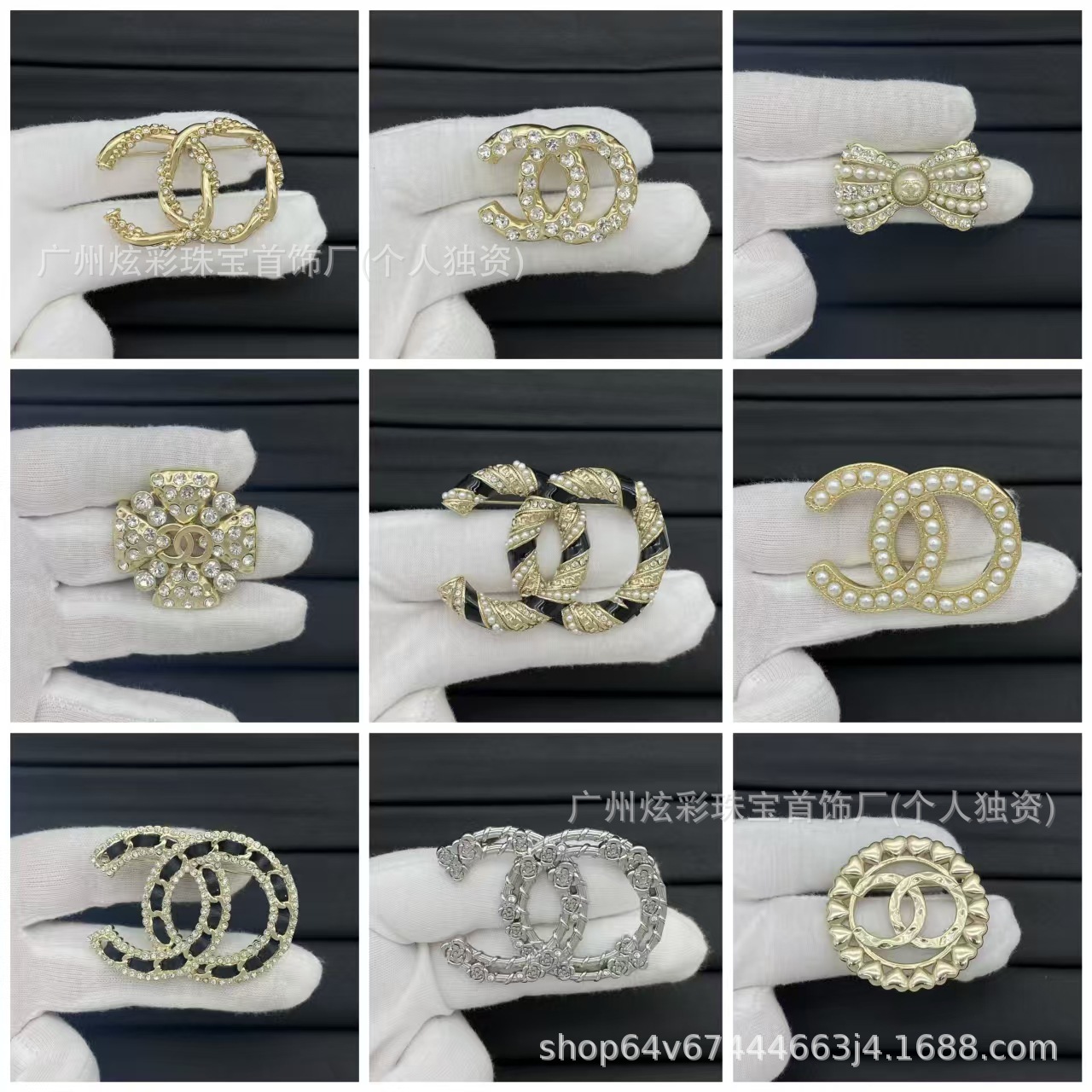 Xiangjia Bowknot Little Chanel Style Brooch for Women Fashion/Versatile Chanel Classic High-End Double C Letter Brooch Wholesale