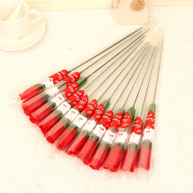 Valentine's Day Hot Bear Rose Single Fake Flower Silk Cloth Flower Mother's Day Teacher's Day Activities Small Gifts Wholesale