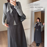 针织长袖T恤马甲半身裙三件套2025冬新款通勤日常套装433819T22