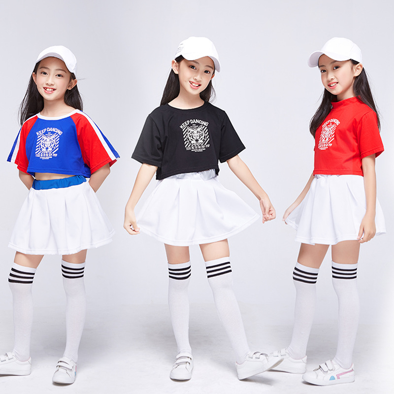 Ropa de baile callejero traje niños ropa de baile de jazz para niños hip hop danza de las niñas hiphop ropa de rendimiento infantil verano
