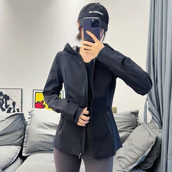Lu Same Style Jacket Women's Autumn and Winter Cross Chill Soft Shell Hooded Mountaineering Waterproof and Windproof Yoga Jacket