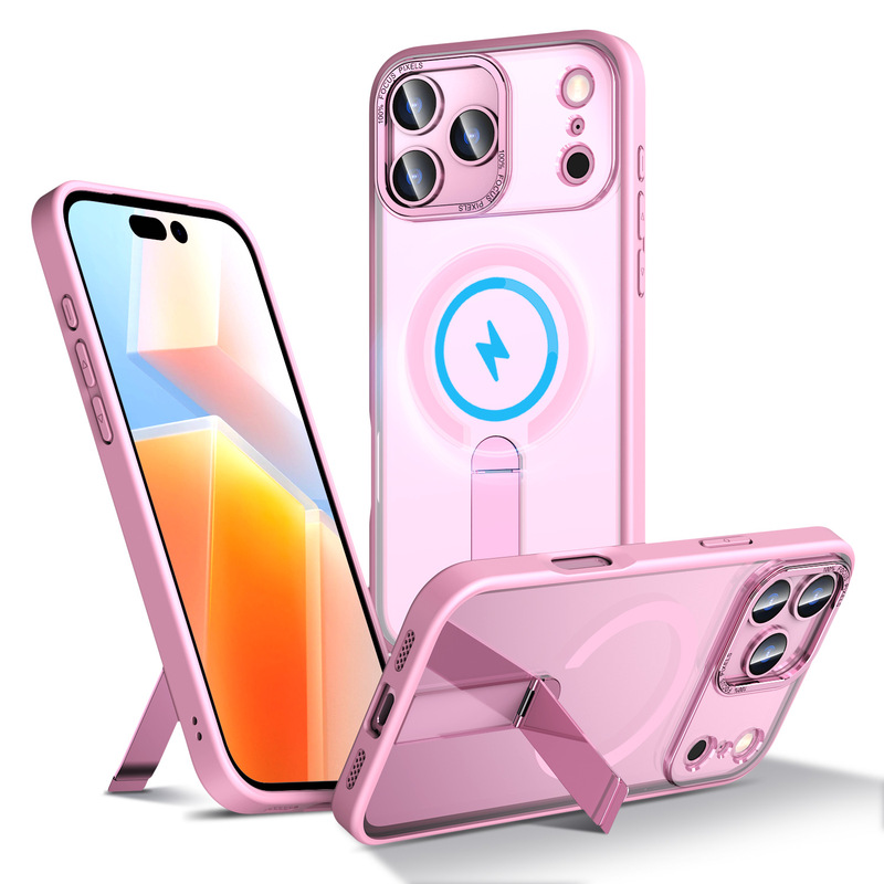 跨境适用IPhone17Promax透明手机壳磁吸竖向支架苹果16防摔保护套|undefined