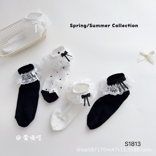Love tick children's socks spring and summer new girls lace socks combed cotton breathable sweat-absorbent anti-pilling manufacturers wholesale