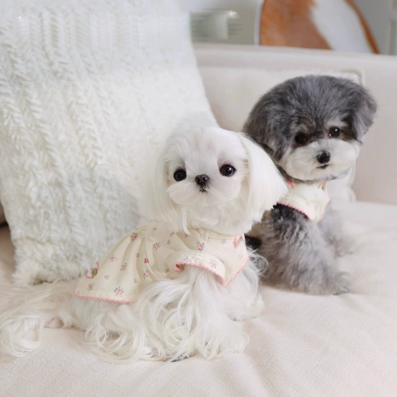 Весенне-летний милый жилет с цветочным принтом для собак и кошек, платье, домашняя одежда, дышащая одежда для собак маленького размера Тедди Бишон
