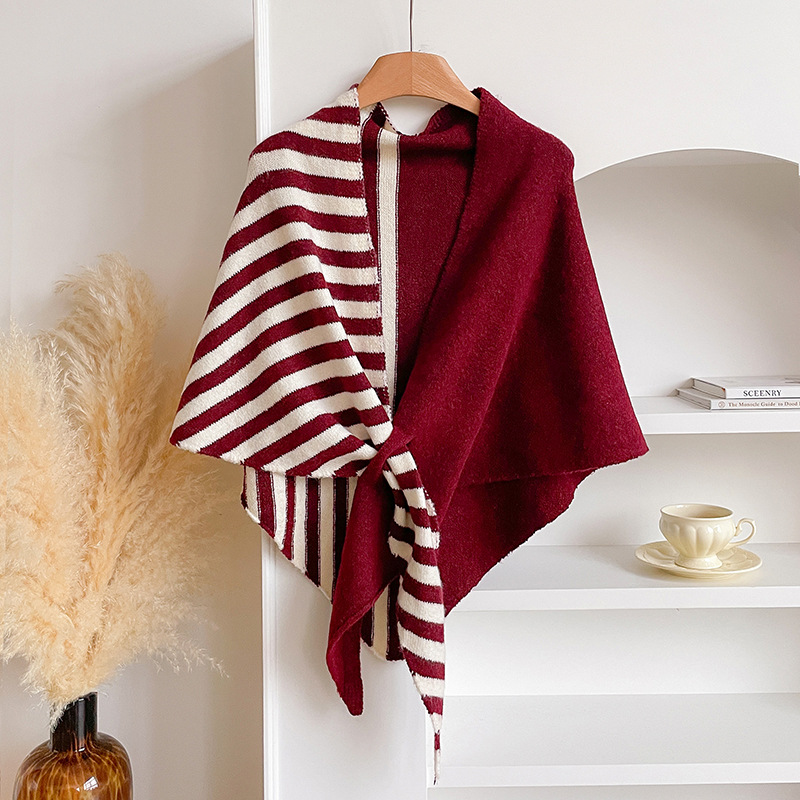 Bufanda Triangular de Lana Estilo Casual 2025 para Mujer, Calentador de Cuello para Otoño e Invierno, Chal Grande de Color Sólido para Habitaciones con Aire Acondicionado.
