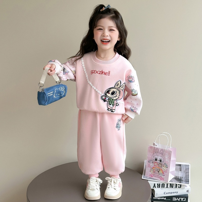 女童运动套装春秋款2025新款儿童拉布布卫衣秋装女宝宝网红两件套|undefined