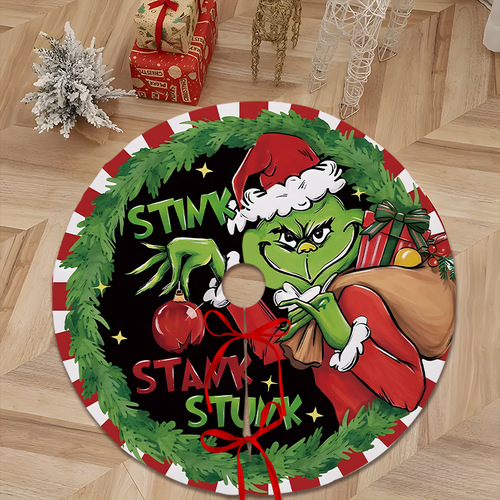 Cross-border new Christmas tree skirt holiday party scene decoration skirt bottom apron plush fabric tree skirt decoration