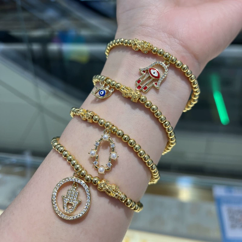 Браслет Pixiu из золота 18 карат au750, цветное золото, ювелирные изделия, кулон «сделай сам», эластичная веревка для мужчин и женщин, счастливый горячий стиль, водяная ракушка