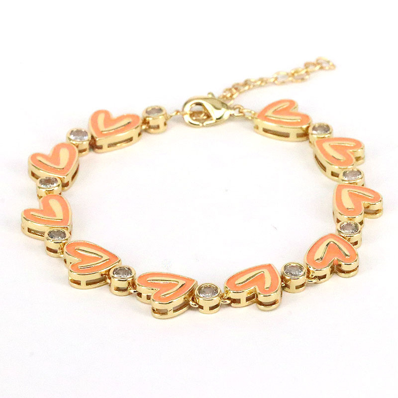 Mode Coeur Forme Le Cuivre Placage Zircon Bracelets display picture 5